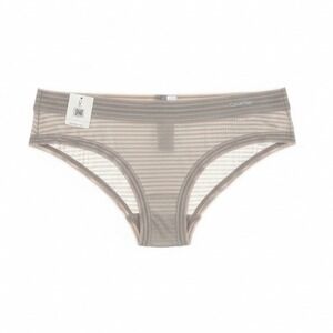 Calvin Klein Striped Sheer Mesh Bikini Panty Briefs Beige, Size L, NWT